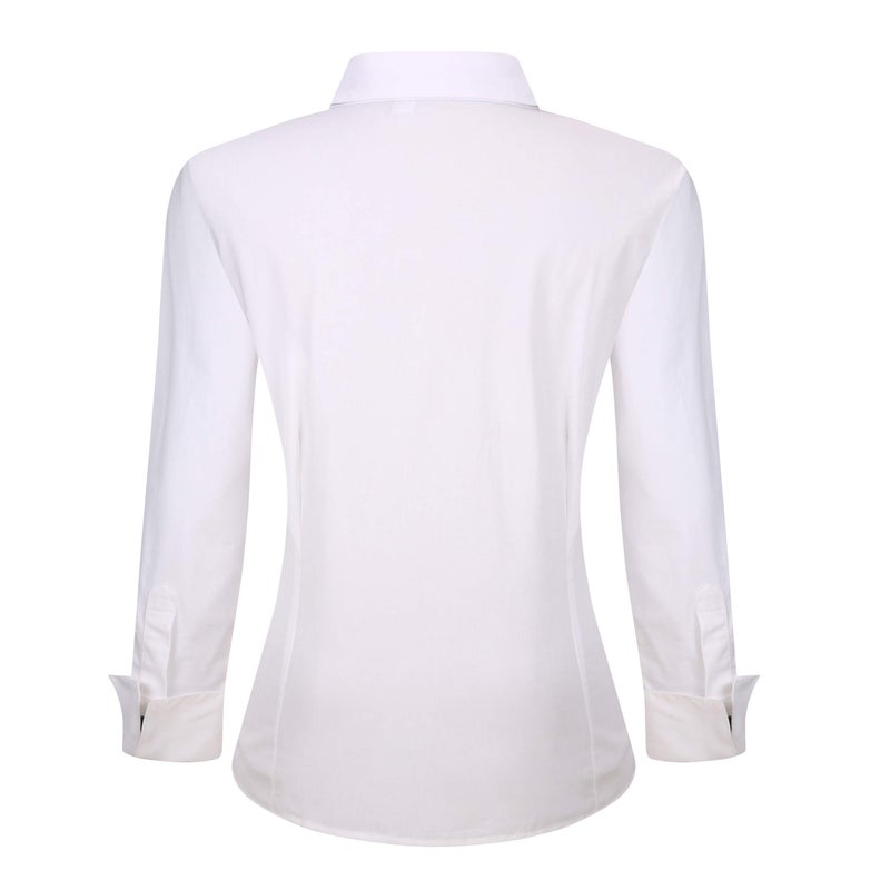 Alex Vando Womens Dress Shirts Wrinkle Free Regular Fit Long Sleeve Stretch Work Shirt,White,S - Image 2